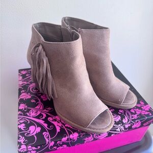 Soda Fringe Tan Ankle Booties